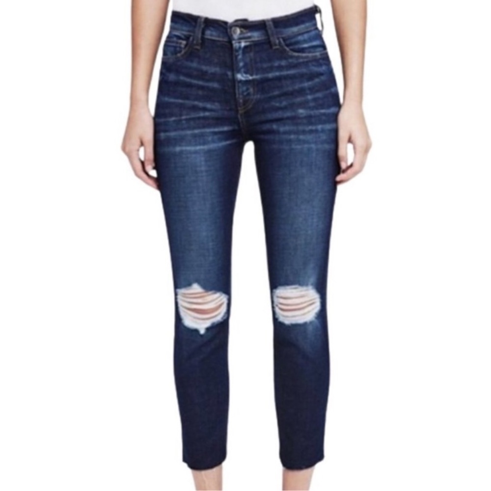L'AGENCE Dark Wash Abigail Slim Distressed Jeans 29